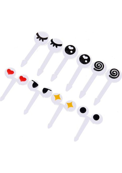 10 Adet Mini Sevimli Karikatür Gözler Öğle Yemeği Kutusu Dekorasyon Çatalı Meyve Çatalı Tatlı Çatalı (Yurt Dışından)