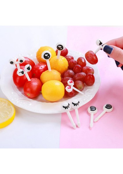 10 Adet Mini Sevimli Karikatür Gözler Öğle Yemeği Kutusu Dekorasyon Çatalı Meyve Çatalı Tatlı Çatalı (Yurt Dışından) fiyatları