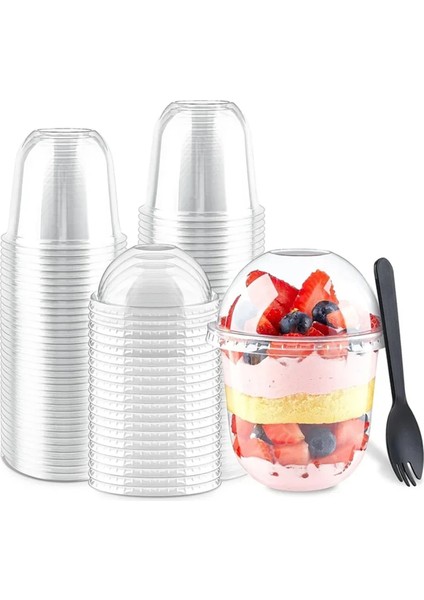100 Adet 360 ml Kapaklı Tatlı Kapları Tek Kullanımlık Puding Kapları Çorba, Dondurma, Dondurmalı Plastik Tek Kullanımlık Kaplar (Yurt Dışından) fiyatları