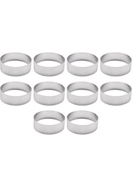 10'lu Paket Paslanmaz Çelik Tart Halkası, Isıya Dayanıklı Delikli Kek Mus Halkası, Yuvarlak Halka Pişirme Donut Aletleri, 5,9 cm (Yurt Dışından)