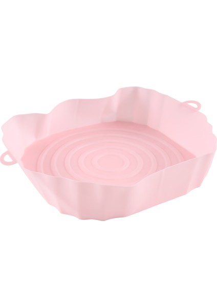 20 cm Hava Fritözü Fırın Tepsisi Kızarmış Tavuk Sepet Matı Hava Fritözü Silikon Tencere Yuvarlak Yedek Izgara Tavası Pembe (Yurt Dışından) modelleri