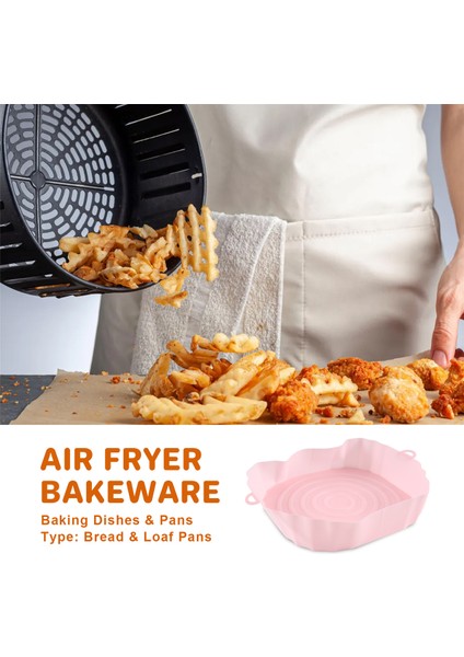 20 cm Hava Fritözü Fırın Tepsisi Kızarmış Tavuk Sepet Matı Hava Fritözü Silikon Tencere Yuvarlak Yedek Izgara Tavası Pembe (Yurt Dışından) fırsatları