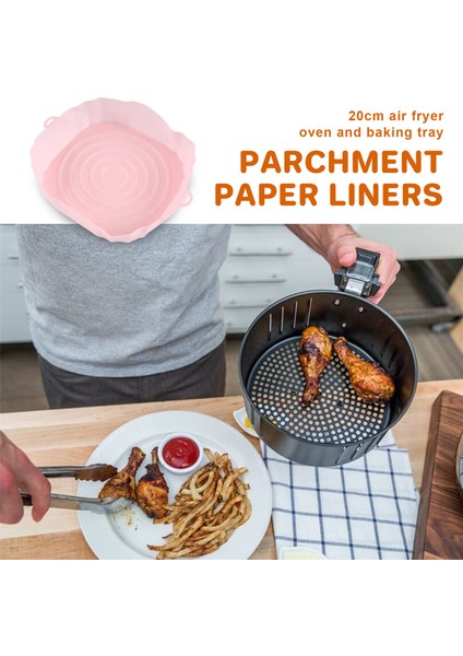 20 cm Hava Fritözü Fırın Tepsisi Kızarmış Tavuk Sepet Matı Hava Fritözü Silikon Tencere Yuvarlak Yedek Izgara Tavası Pembe (Yurt Dışından) indirimleri