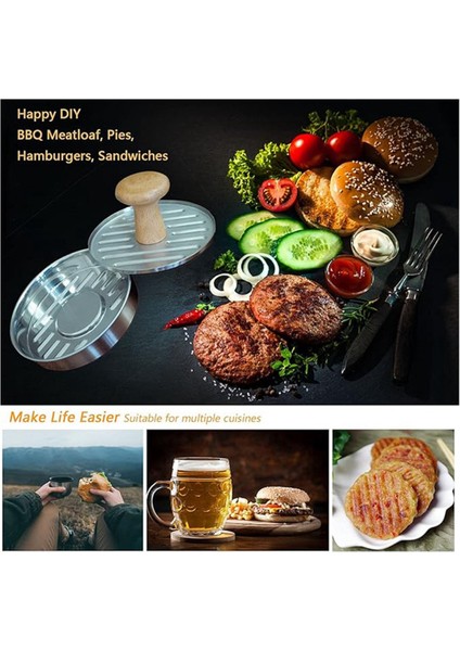 Burger Press 5 Inç Ağır Hizmet Tipi Paslanmaz Çelik Hamburger Köfte Makinesi Ahşap Saplı (Yurt Dışından) modelleri