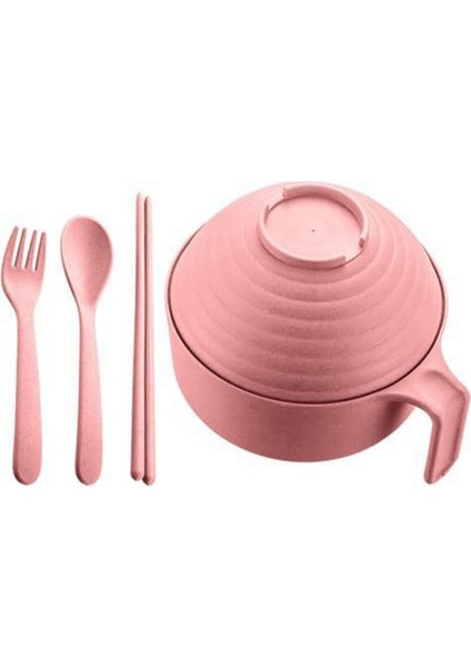 Çubuklu Mikrodalga Ramen Kase Seti - Dayanıklı, Mikrodalgaya Uygun, Kapaklı Erişte Pişirici, Yurtlar Için Ideal, Nordic Pink (Yurt Dışından)