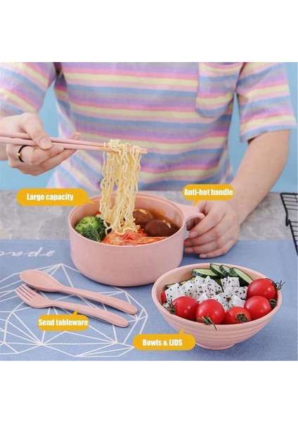 Çubuklu Mikrodalga Ramen Kase Seti - Dayanıklı, Mikrodalgaya Uygun, Kapaklı Erişte Pişirici, Yurtlar Için Ideal, Nordic Pink (Yurt Dışından) fiyatları