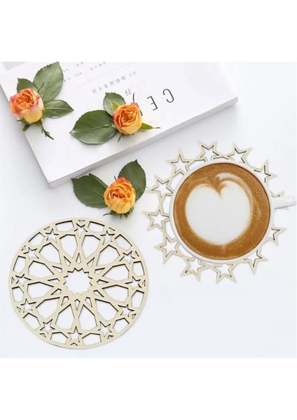 12 Adet Ahşap Bardak Altlığı, Içecek Kupa Altlığı, Istife Edilebilir Kahve Kupası Amerikan Servis Altlıkları, Içi Boş Bardak Altlıkları, Masa Üstü Koruma Aksesuarları (Yurt Dışından)