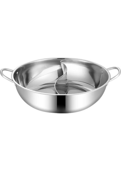 Paslanmaz Çelik Iki Bölmeli Çift Sıcak Tencere Ocak Gazlı Ocak Uyumlu Tencere Ev Mutfak Tencere Çorba Pişirme Tenceresi, 30 cm (Yurt Dışından)