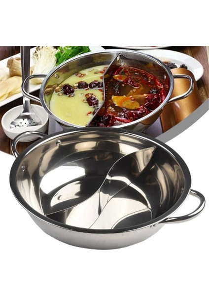 Paslanmaz Çelik Iki Bölmeli Çift Sıcak Tencere Ocak Gazlı Ocak Uyumlu Tencere Ev Mutfak Tencere Çorba Pişirme Tenceresi, 30 cm (Yurt Dışından) fırsatları