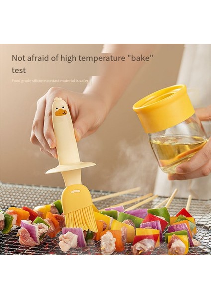 Ev Için Sevimli Cam Yağ Kavanozu, Silikon Fırça, Mutfak Mini Taşınabilir Yağ Şişesi, Barbekü Yağı ve Sos Pişirme Fırçası Sarı (Yurt Dışından) indirimleri