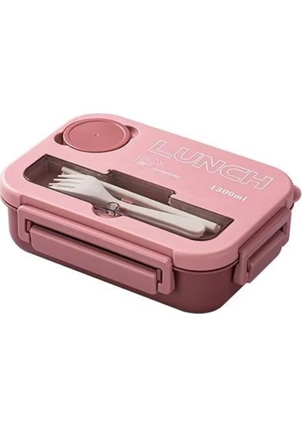 Yetişkinler ve Öğrenciler Için Çatal Bıçak Takımlı, 4 Bölmeli, Sızdırmaz, Mikrodalga ve Bulaşık Makinesinde Yıkanabilir Bento Öğle Yemeği Kutusu (Yurt Dışından)