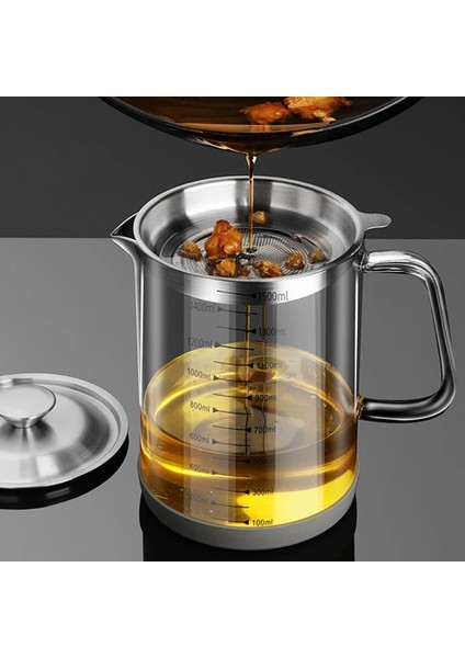 Cugf Şeffaf Cam Yağ Filtresi Kabı, Ölçekli Mutfak Yağ Ayırıcı, Ince Gözlü Süzgeçli Ev Pastırma Yağı Kabı (Yurt Dışından) indirimleri