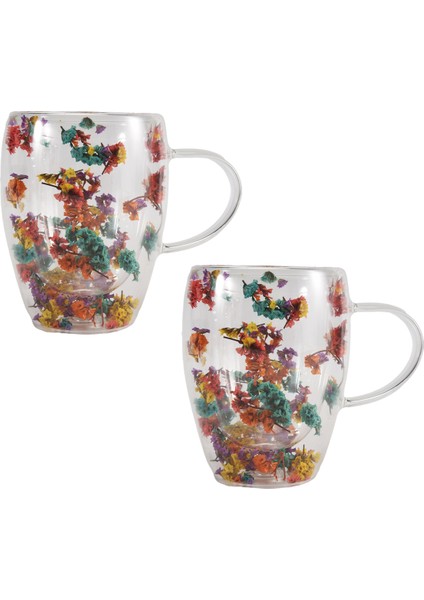 Adet Dolgulu Kuru Çiçekler Çift Duvarlı Saplı Cam Bardak Isıya Dayanıklı Sıcak Soğuk Içecek Çay Kahve Yalıtımlı Kupa (Yurt Dışından) modelleri