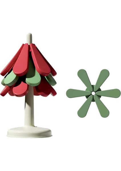 Noel Ağacı Şeklinde Katlanabilir Silikon Yalıtım Matı, Yüksek Sıcaklık Dayanıklı Ağaç Şeklinde Masa Matı Kaymaz Mat (Yurt Dışından)