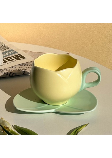 300 ml Çiçek Şekilli Seramik Kahve Lale Fincanı Çay Fincanı Tabağı Seramik Içme Fincanı Lale Kupa, C (Yurt Dışından) modelleri