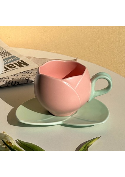 300 ml Çiçek Şekilli Seramik Kahve Lale Fincanı Çay Fincanı Tabağı Seramik Içme Fincanı Lale Kupa, C (Yurt Dışından) fırsatları