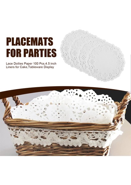 Dantel Dantel Kağıt 100 Adet, 4,5 Inç Dekoratif Yuvarlak Amerikan Servis Altlıkları, Pasta Kaplamaları, Tatlılar, Fırınlanmış Lezzetler, Sofra Takımı Sergileme (Yurt Dışından) indirimleri