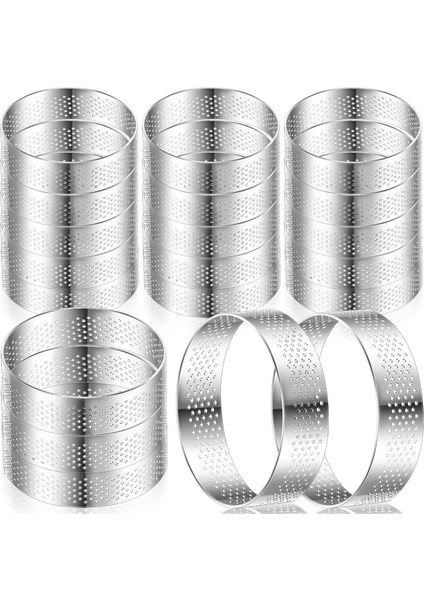 20 Adet 3 Inç Delikli Tart Halkaları Yuvarlak Tart Halkası Paslanmaz Çelik Tart Halkaları Pişirme Için Yapışmaz Metal Yuvarlak Kek Halkası (Yurt Dışından)