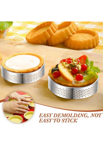 20 Adet 3 Inç Delikli Tart Halkaları Yuvarlak Tart Halkası Paslanmaz Çelik Tart Halkaları Pişirme Için Yapışmaz Metal Yuvarlak Kek Halkası (Yurt Dışından) fiyatları