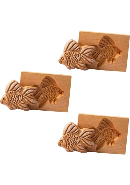 Ahşap Kurabiye Kalıbı Kabartmalı Kalıp, 3D Oymalı Ahşap Hayvan Kurabiye Kalıbı Altın Balık (Yurt Dışından)