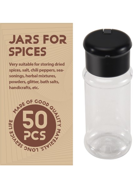 50 Adet Plastik Baharat Kavanozları, Çalkalayıcı Kapaklı Baharat Kapları, Plastik Baharat Şişeleri, Baharat Çalkalayıcı Kavanozlar 3.3OZ/100ML Siyah (Yurt Dışından) fırsatları