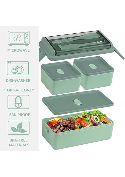 Yetişkinler ve Çocuklar Için Bento Öğle Yemeği Kutusu, Sızdırmaz Yemek Hazırlama Porsiyon Kontrol Kutuları, Bölmeli Ince Kap Stili (Yurt Dışından) modelleri