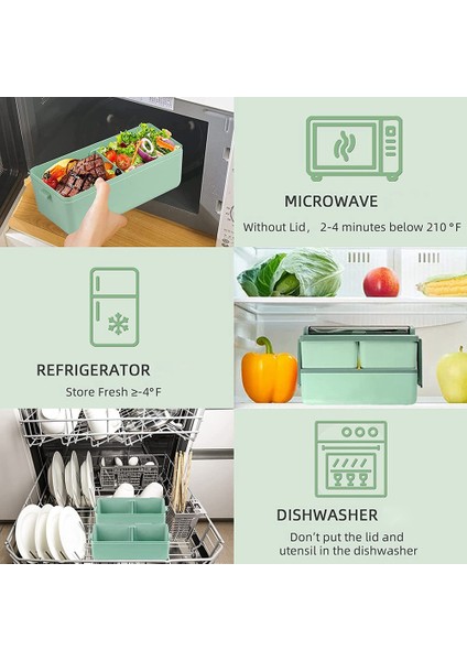 Yetişkinler ve Çocuklar Için Bento Öğle Yemeği Kutusu, Sızdırmaz Yemek Hazırlama Porsiyon Kontrol Kutuları, Bölmeli Ince Kap Stili (Yurt Dışından) indirimleri