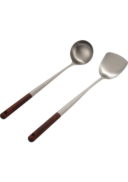 Wok Spatula ve Kepçe Alet Seti, Wok Için 17 Inç Spatula, Paslanmaz Çelik Wok Spatula (Yurt Dışından)