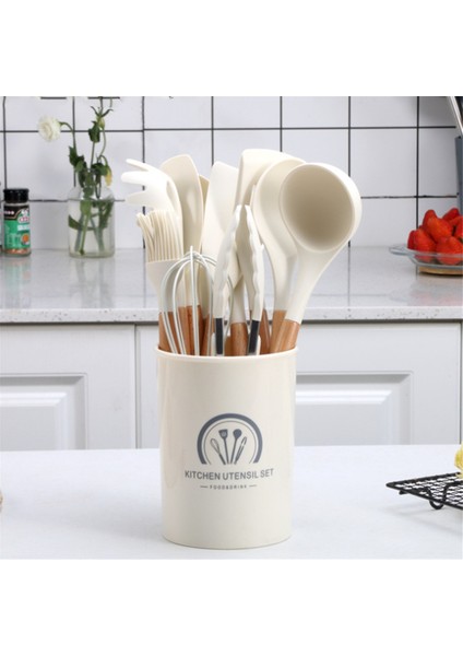 Şef Silikon Mutfak Gereçleri Seti, 34 Parçalı Isıya Dayanıklı Mutfak Aletleri ve Rende Krem Beyazı (Yurt Dışından)