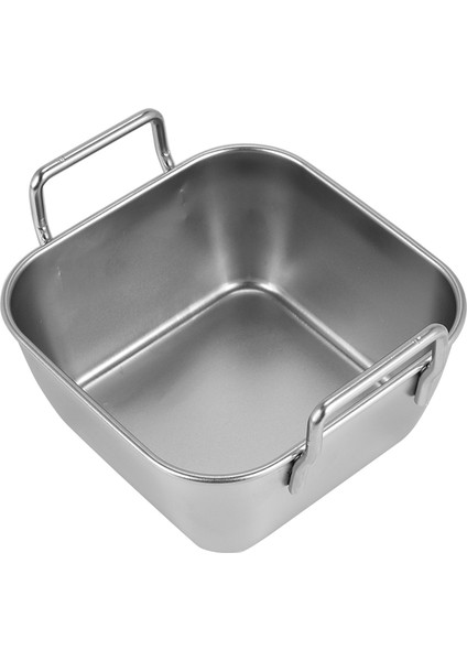 Paslanmaz Çelik Gıda Saklama Tepsisi Çift Kulaklı Kızarmış Tavuk Kare Tabak Atıştırmalık Meyve Tabağı Gıda Sergileme Mutfak Aletleri (Yurt Dışından)