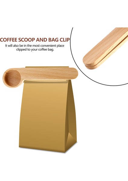 Adet Ahşap Kahve Kepçesi ve Poşet Klipsi Ölçü Kaşığı 2'si 1 Arada Poşet Kapatıcı Ölçü Kaşığı Fasulye, Espresso Kahve, Çay Için (Yurt Dışından) fiyatları