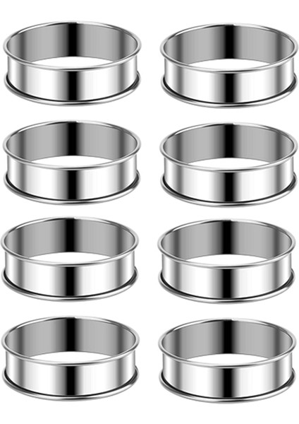 3,15 Inç Muffin Halkaları Crumpet Halkaları, 8 Adet Paslanmaz Çelik Muffin Halka Kalıpları Çift Açılmış Tart Halkaları Yuvarlak Tart Halkası (Yurt Dışından)