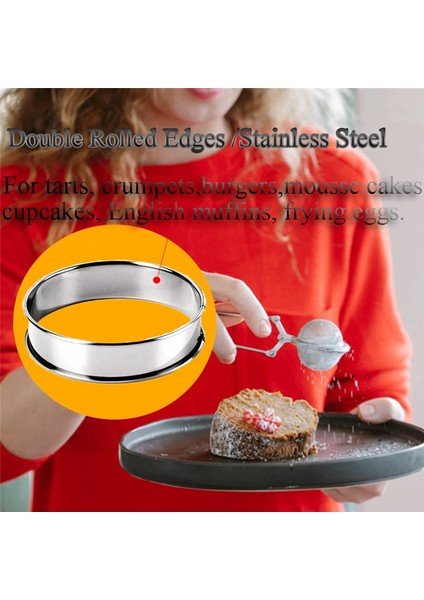 3,15 Inç Muffin Halkaları Crumpet Halkaları, 8 Adet Paslanmaz Çelik Muffin Halka Kalıpları Çift Açılmış Tart Halkaları Yuvarlak Tart Halkası (Yurt Dışından) modelleri