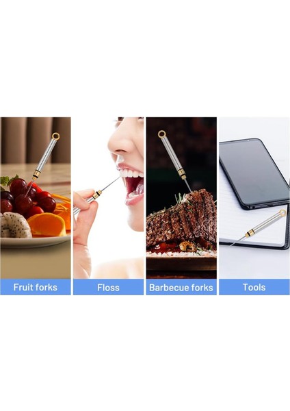 Adet Taşınabilir Titanyum Kürdan, Koruyucu Tutuculu Metal Kürdan, Mini Paslanmaz Çelik Kürdan, Gümüş (Yurt Dışından) fırsatları