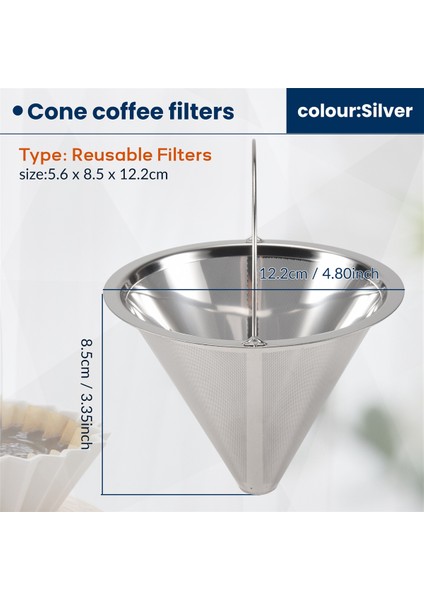 Saplı Cone Coffee Kahve Filtresi Yeniden Kullanılabilir Paslanmaz Çelik Malzeme (Yurt Dışından) fırsatları