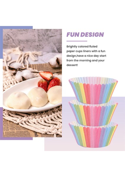 Kek Pişirme Kağıdı Kapları Muffin Kek Kapları Renkli Gökkuşağı Kombinasyonu Tek Kullanımlık Pişirme Kapları Seti Standart Boyut, 400'LÜ Paket (Yurt Dışından) fiyatları