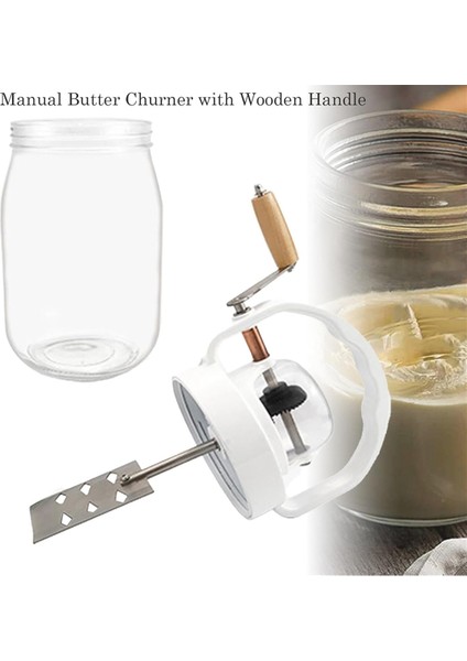 Ahşap Saplı Manuel Cam Tereyağı Çırpıcı 1,5 L Kapasiteli Manuel Mason Kavanozu Tereyağı Çırpıcıları Ahşap Saplı El Kranklı (Yurt Dışından) modelleri