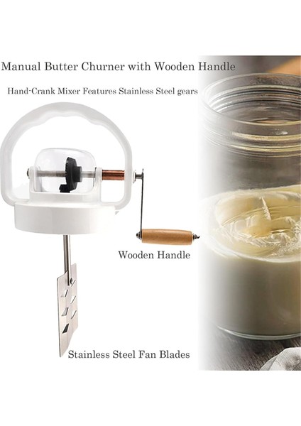 Ahşap Saplı Manuel Cam Tereyağı Çırpıcı 1,5 L Kapasiteli Manuel Mason Kavanozu Tereyağı Çırpıcıları Ahşap Saplı El Kranklı (Yurt Dışından) fırsatları