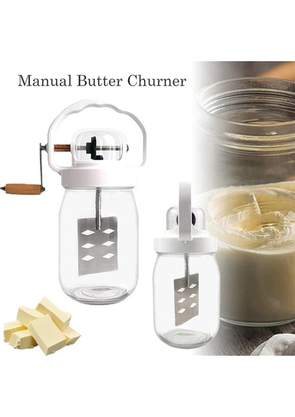 Ahşap Saplı Manuel Cam Tereyağı Çırpıcı 1,5 L Kapasiteli Manuel Mason Kavanozu Tereyağı Çırpıcıları Ahşap Saplı El Kranklı (Yurt Dışından) indirimleri