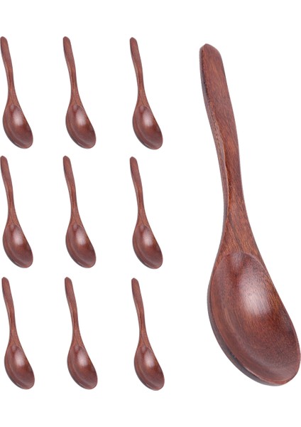 Ahşap Kaşıklar, 10 Parçalı Ahşap Çorba Kaşığı Seti, Uzun Saplı Doğal Ahşap Yemek Kaşıkları, Yemek Karıştırma, Sos Pişirme - 7,3 Inç (Yurt Dışından)
