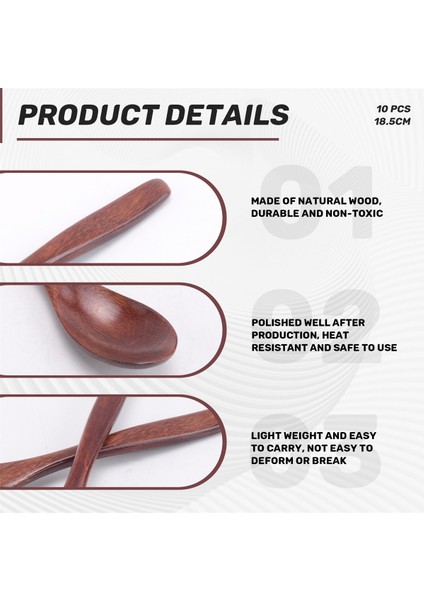 Ahşap Kaşıklar, 10 Parçalı Ahşap Çorba Kaşığı Seti, Uzun Saplı Doğal Ahşap Yemek Kaşıkları, Yemek Karıştırma, Sos Pişirme - 7,3 Inç (Yurt Dışından) indirimleri