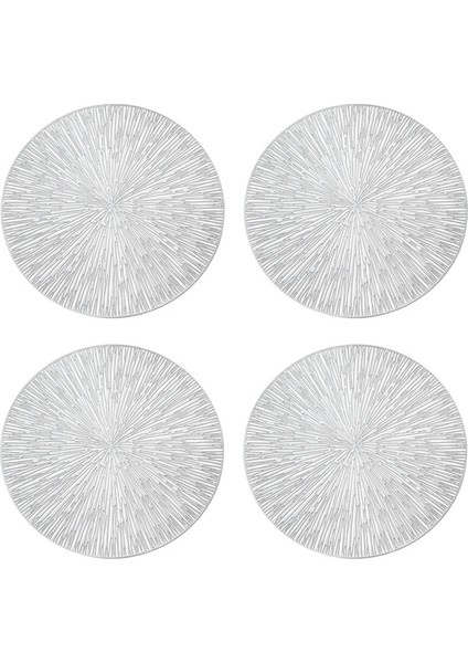 Adet Yuvarlak Amerikan Servis Altlığı Restoran Içi Boş Pvc Dekorasyon Yemek Altlığı Sıcak Tutmayan Yemek Masası Çizgisi Altlığı Biftek Tabak Altlığı Gümüş (Yurt Dışından)