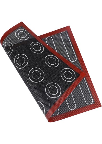 Silikon 30X40 cm Çift Taraflı Baskılı Makaron Puf Pişirme Matı Yapışmaz Pasta Fırını Kek Delikli Sac Astarı (Yurt Dışından)