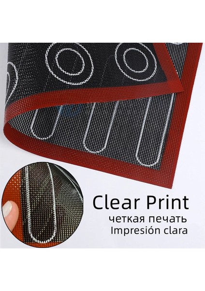 Silikon 30X40 cm Çift Taraflı Baskılı Makaron Puf Pişirme Matı Yapışmaz Pasta Fırını Kek Delikli Sac Astarı (Yurt Dışından) modelleri