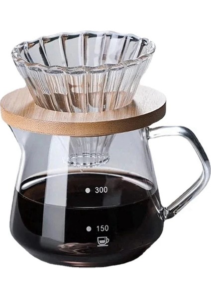 Kahve Makinesi Seti, Cam Sürahi ve Cam Kahve Filtresi, Ev Veya Ofis Için Damlama Kahve Makinesi Seti, 300 ml (Yurt Dışından)