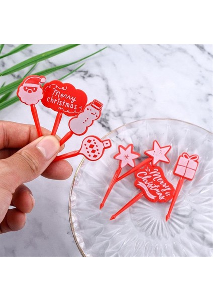 Noel Temalı Meyve Çubukları, Meyve Çatalı Çubukları Seti, Mini Kürdan Çatalları, Yeniden Kullanılabilir Öğle Yemeği Kutusu Kürdanları (Yurt Dışından) modelleri