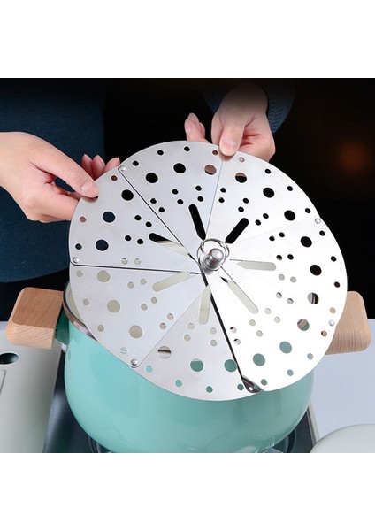 Paslanmaz Ayarlanabilir Damla Kapağı Kısık Ateşte Pişirme Tencere Kapağı Taşma Önleyici Kapak Buhar Rafı (Yurt Dışından) fiyatları