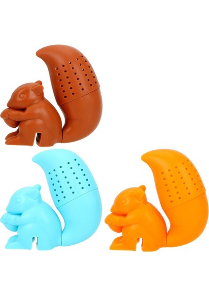 Sevimli Silikon Sincap Çay Demleyicisiyle 3 Parça Lezzetli Çay Demleyin - Çay Yaprakları Için Mükemmel (Yurt Dışından)