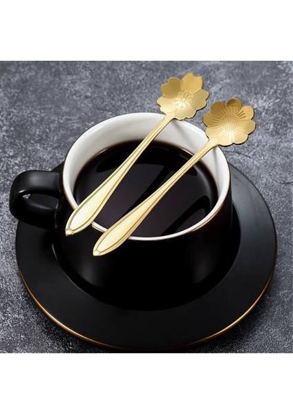 Paslanmaz Çelik Kiraz Çiçeği Altın Kepçe Kahve Kaşığı Hediye Mutfak Tatlı Çay Aksesuarları Sofra Dekorasyon Seti 13 cm (Yurt Dışından) fiyatları