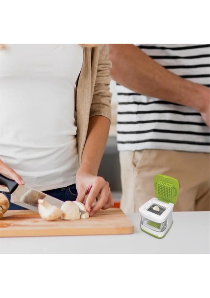 Sarımsak Kıyma Makinesi Çift Taraflı Sarımsak Ezici ve Soyucu Çift Kesici Kırıcı Kesici Kıyma Makinesi ve Ev Için Saklama Kabı (Yurt Dışından) fırsatları